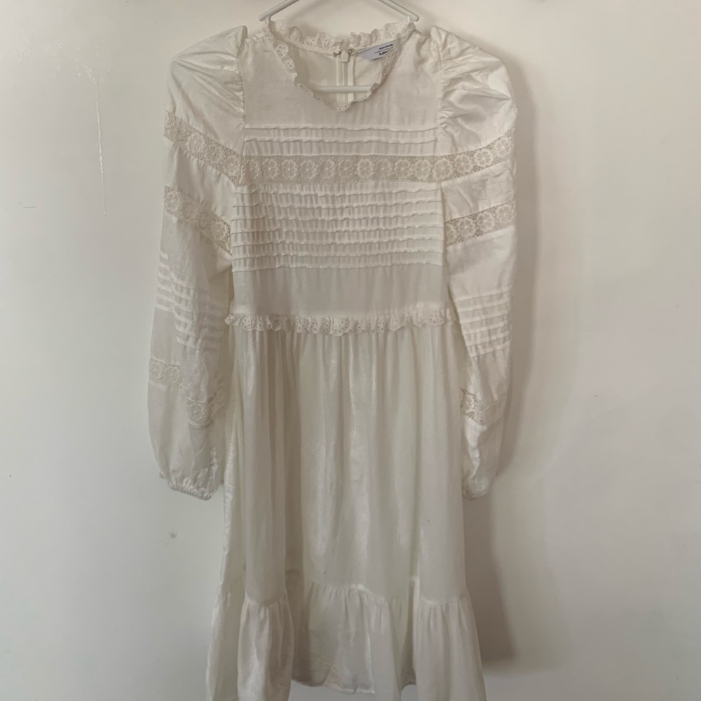 And Other Stories white boho style dress with elastic puffy sleeves